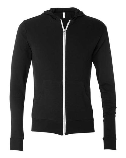 BELLA + CANVAS Triblend Lightweight Full-Zip Hooded Long Sleeve Tee 3939 Custom Embroidered Business Logo