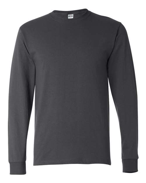 JERZEES Dri-Power® Long Sleeve 50/50 T-Shirt 29LSR Charcoal Grey Custom Embroidered Business Logo