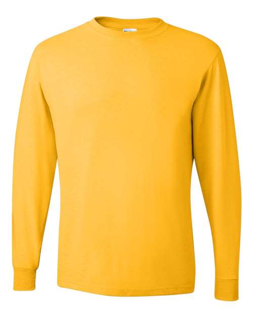 JERZEES Dri-Power® Long Sleeve 50/50 T-Shirt 29LSR Island Yellow Custom Embroidered Business Logo