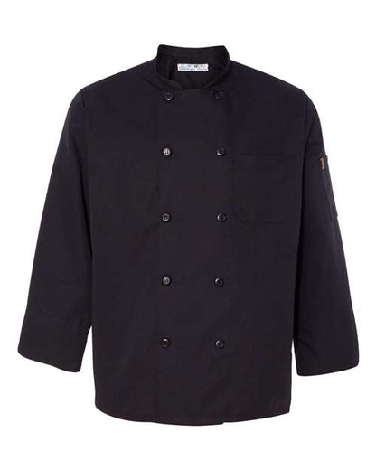 Chef Designs Ten Pearl Button Black Chef Coat 0425