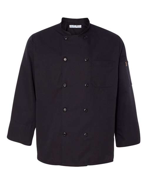 Chef Designs Ten Pearl Button Black Chef Coat 0425
