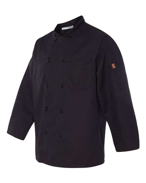 Chef Designs Ten Pearl Button Black Chef Coat 0425