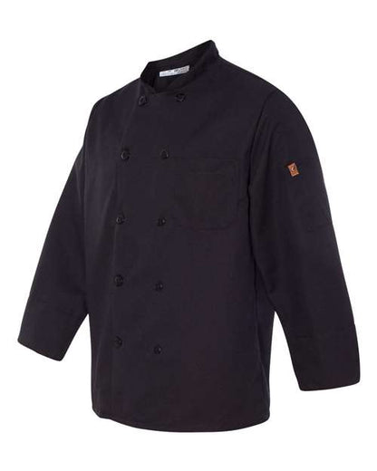 Chef Designs Ten Pearl Button Black Chef Coat 0425