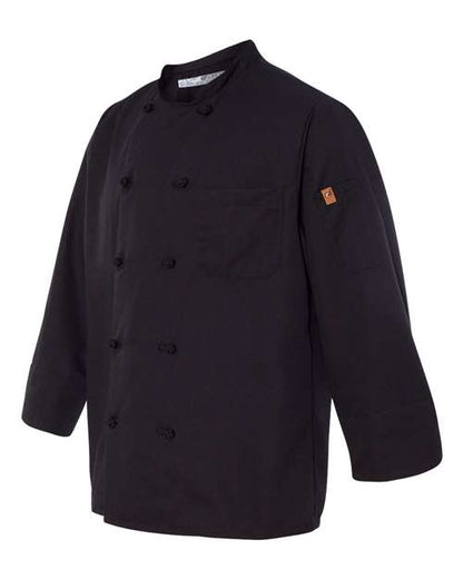 Chef Designs Black Knot Button Chef Coat 0427 Custom Embroidered Business Logo