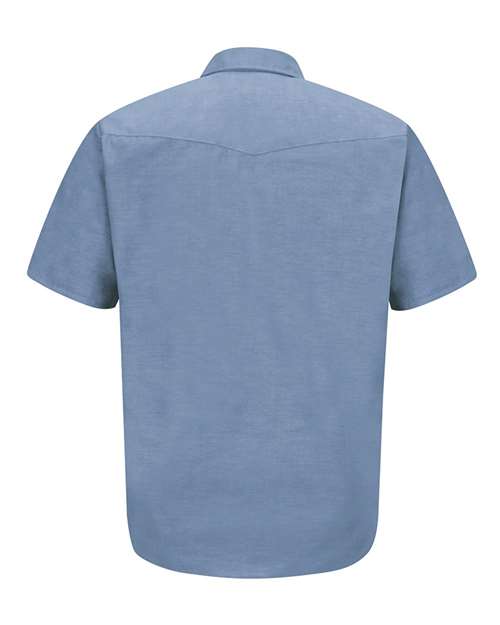 Custom EmbroideredRed Kap Men's Deluxe Western Style Short Sleeve Shirt 2352 Light Blue