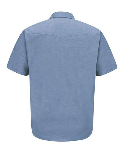 Custom EmbroideredRed Kap Men's Deluxe Western Style Short Sleeve Shirt 2352 Light Blue