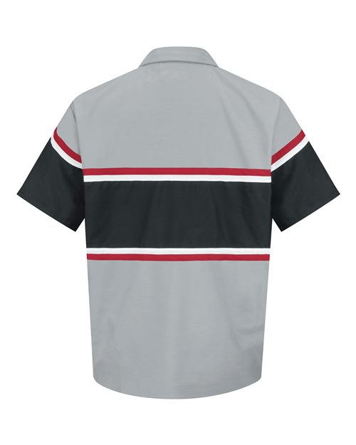 Custom EmbroideredRed Kap Men's Technician Shirt 2329 Grey/ Black/ Red