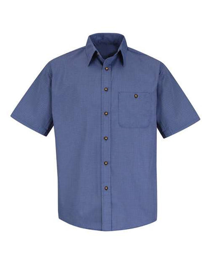 Red Kap Mini-Plaid Uniform Short Sleeve Shirt SP84 Custom Embroidered Business Logo