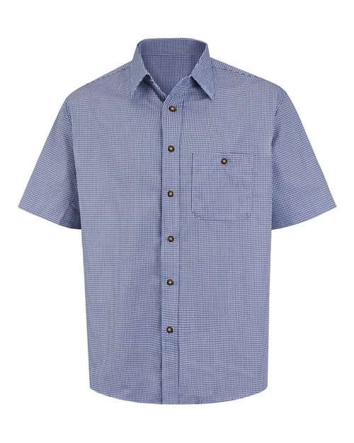 Red Kap Mini-Plaid Uniform Short Sleeve Shirt SP84 Custom Embroidered Business Logo