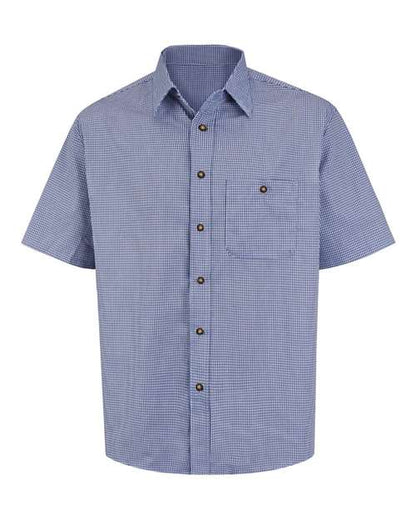 Red Kap Mini-Plaid Uniform Short Sleeve Shirt SP84 Custom Embroidered Business Logo
