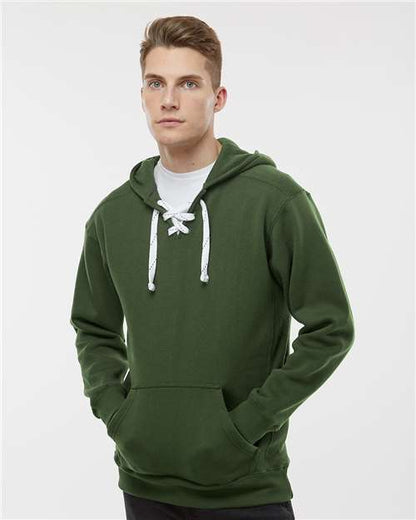 Custom Embroidered  J. America Sport Lace Hooded Sweatshirt 8830 Forest