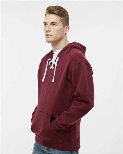 J. America Sport Lace Hooded Sweatshirt 8830 Maroon