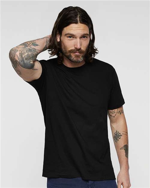 Custom Embroidered  LAT Fine Jersey Tee 6901 Black