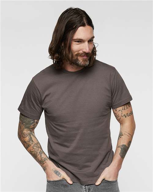 Custom Embroidered  LAT Fine Jersey Tee 6901 Charcoal