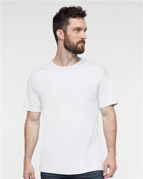 Custom Embroidered  LAT Fine Jersey Tee 6901 White