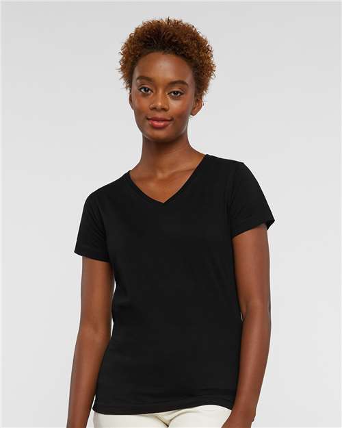 LAT Women's Fine Jersey V-Neck Tee 3507 Black