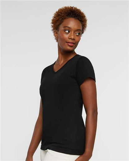 LAT Women's Fine Jersey V-Neck Tee 3507 Black