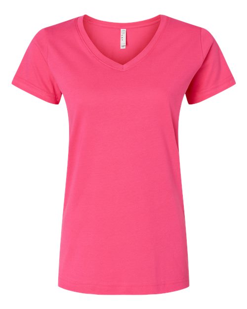 LAT Women's Fine Jersey V-Neck Tee 3507 Hot Pink
