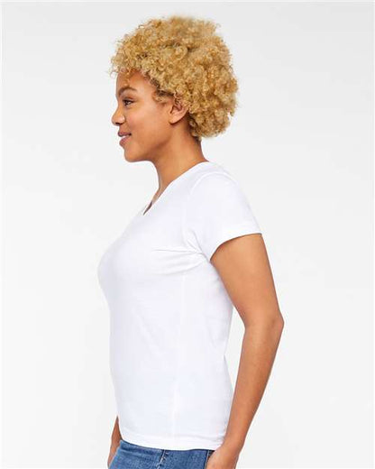 LAT Women's Fine Jersey V-Neck Tee 3507 White