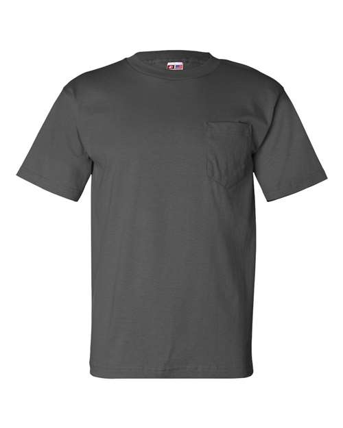 Bayside USA-Made Pocket T-Shirt 7100 Charcoal