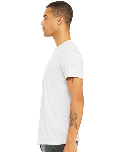 BELLA + CANVAS Triblend Tee 3413 White Fleck Triblend Custom Embroidered Business Logo