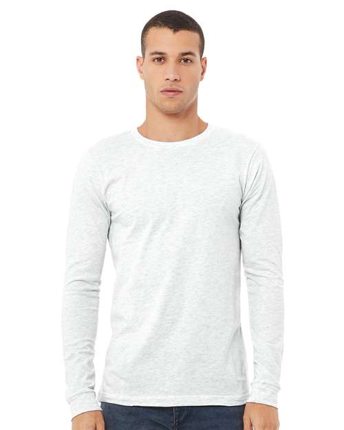 Custom Embroidered  BELLA + CANVAS Jersey Long Sleeve Tee 3501 Ash