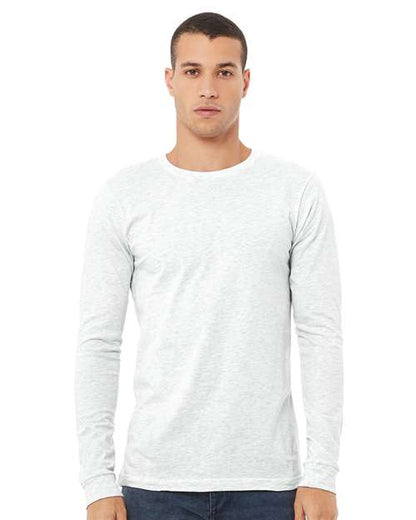 Custom Embroidered  BELLA + CANVAS Jersey Long Sleeve Tee 3501 Ash