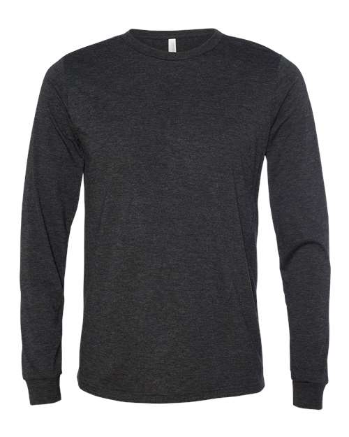 BELLA + CANVAS Triblend Long Sleeve Tee 3513 Charcoal Black Triblend Custom Embroidered Business Logo