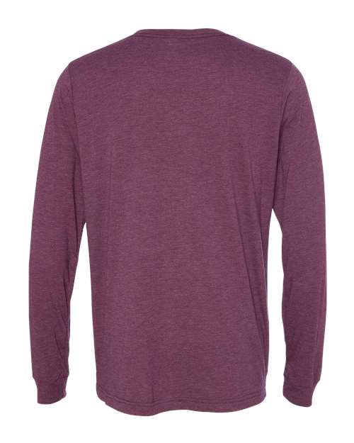 BELLA + CANVAS Triblend Long Sleeve Tee 3513 Grey Triblend Custom Embroidered Business Logo