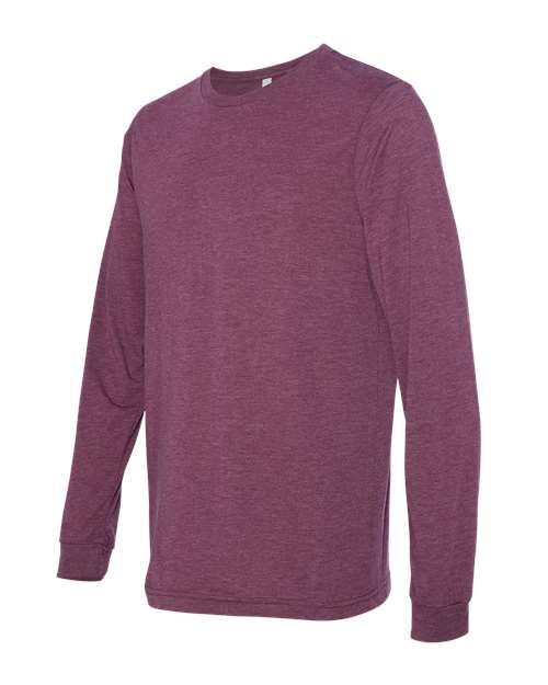 BELLA + CANVAS Triblend Long Sleeve Tee 3513 Maroon Triblend Custom Embroidered Business Logo