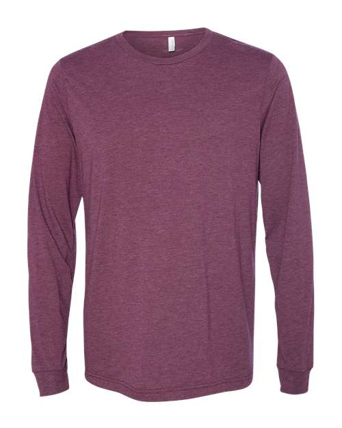 BELLA + CANVAS Triblend Long Sleeve Tee 3513 Maroon Triblend Custom Embroidered Business Logo