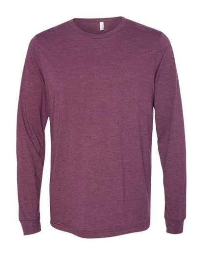 BELLA + CANVAS Triblend Long Sleeve Tee 3513 Grey Triblend Custom Embroidered Business Logo