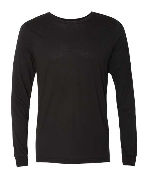 BELLA + CANVAS Triblend Long Sleeve Tee 3513 Solid Black Triblend Custom Embroidered Business Logo