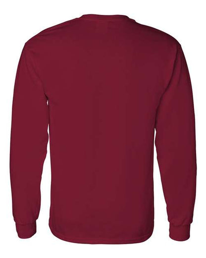 Gildan Heavy Cotton™ Long Sleeve T-Shirt 5400 Cardinal Red Custom Embroidered Business Logo