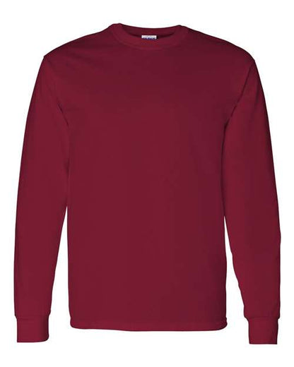 Gildan Heavy Cotton™ Long Sleeve T-Shirt 5400 Cardinal Red Custom Embroidered Business Logo