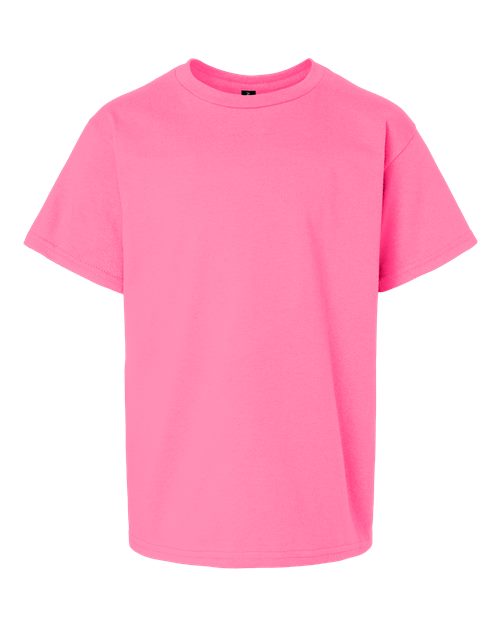 Gildan Ultra Cotton® Youth T-Shirt 2000B Safety Orange Custom Embroidered Business Logo
