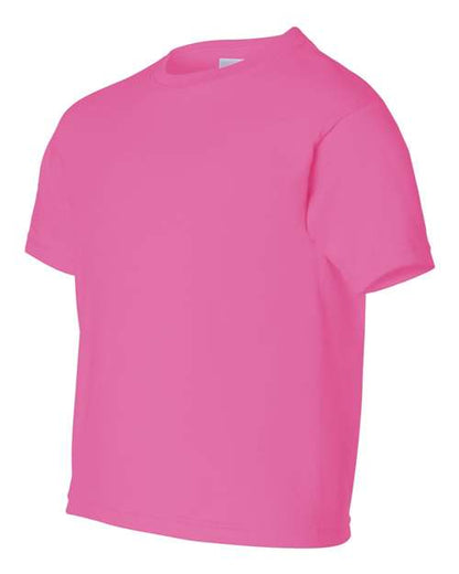 Gildan Ultra Cotton® Youth T-Shirt 2000B Safety Pink Custom Embroidered Business Logo