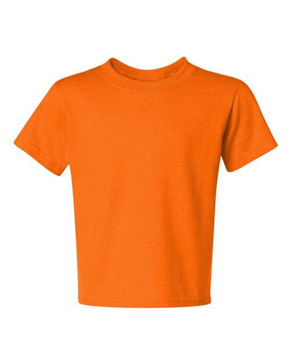 JERZEES Dri-Power® Youth 50/50 T-Shirt 29BR Safety Orange Custom Embroidered Business Logo