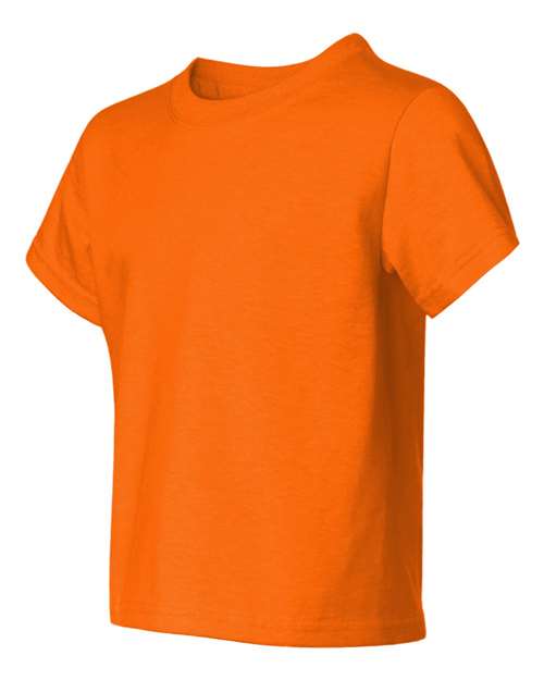 JERZEES Dri-Power® Youth 50/50 T-Shirt 29BR Safety Orange Custom Embroidered Business Logo