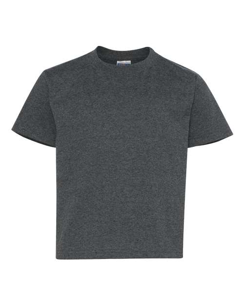 JERZEES Dri-Power® Youth 50/50 T-Shirt 29BR Black Heather Custom Embroidered Business Logo
