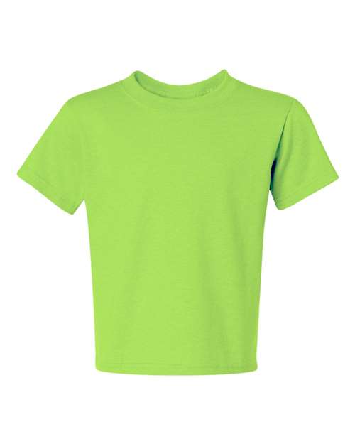 JERZEES Dri-Power® Youth 50/50 T-Shirt 29BR Neon Green Custom Embroidered Business Logo