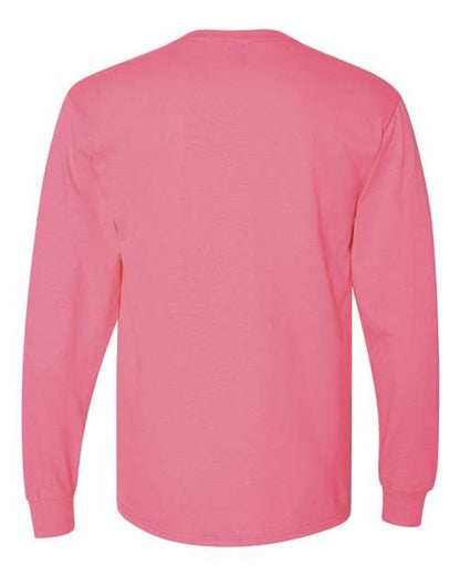 JERZEES Dri-Power® Long Sleeve 50/50 T-Shirt 29LSR Neon Pink Custom Embroidered Business Logo