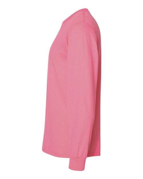 JERZEES Dri-Power® Long Sleeve 50/50 T-Shirt 29LSR Neon Pink Custom Embroidered Business Logo