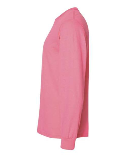 JERZEES Dri-Power® Long Sleeve 50/50 T-Shirt 29LSR Neon Pink Custom Embroidered Business Logo