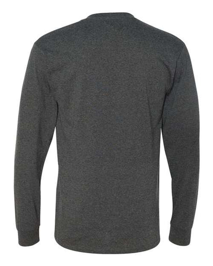 JERZEES Dri-Power® Long Sleeve 50/50 T-Shirt 29LSR Black Heather Custom Embroidered Business Logo