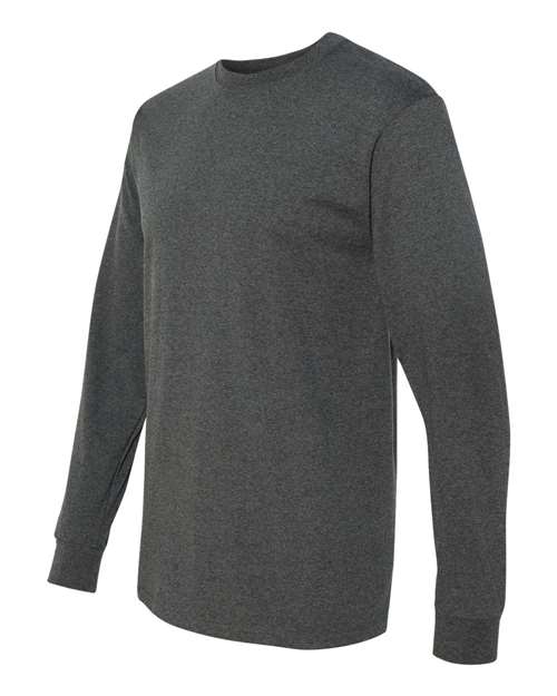 JERZEES Dri-Power® Long Sleeve 50/50 T-Shirt 29LSR Black Heather Custom Embroidered Business Logo