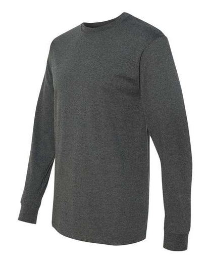 JERZEES Dri-Power® Long Sleeve 50/50 T-Shirt 29LSR Black Heather Custom Embroidered Business Logo