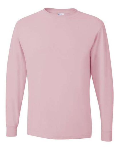 JERZEES Dri-Power® Long Sleeve 50/50 T-Shirt 29LSR Classic Pink Custom Embroidered Business Logo