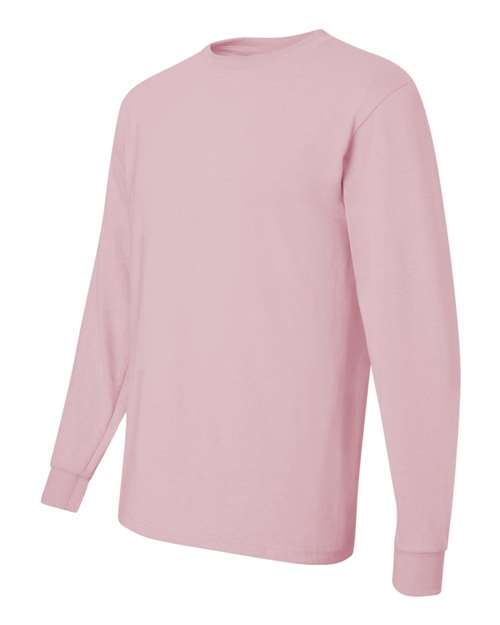 JERZEES Dri-Power® Long Sleeve 50/50 T-Shirt 29LSR Classic Pink Custom Embroidered Business Logo