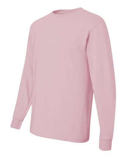 JERZEES Dri-Power® Long Sleeve 50/50 T-Shirt 29LSR Classic Pink Custom Embroidered Business Logo